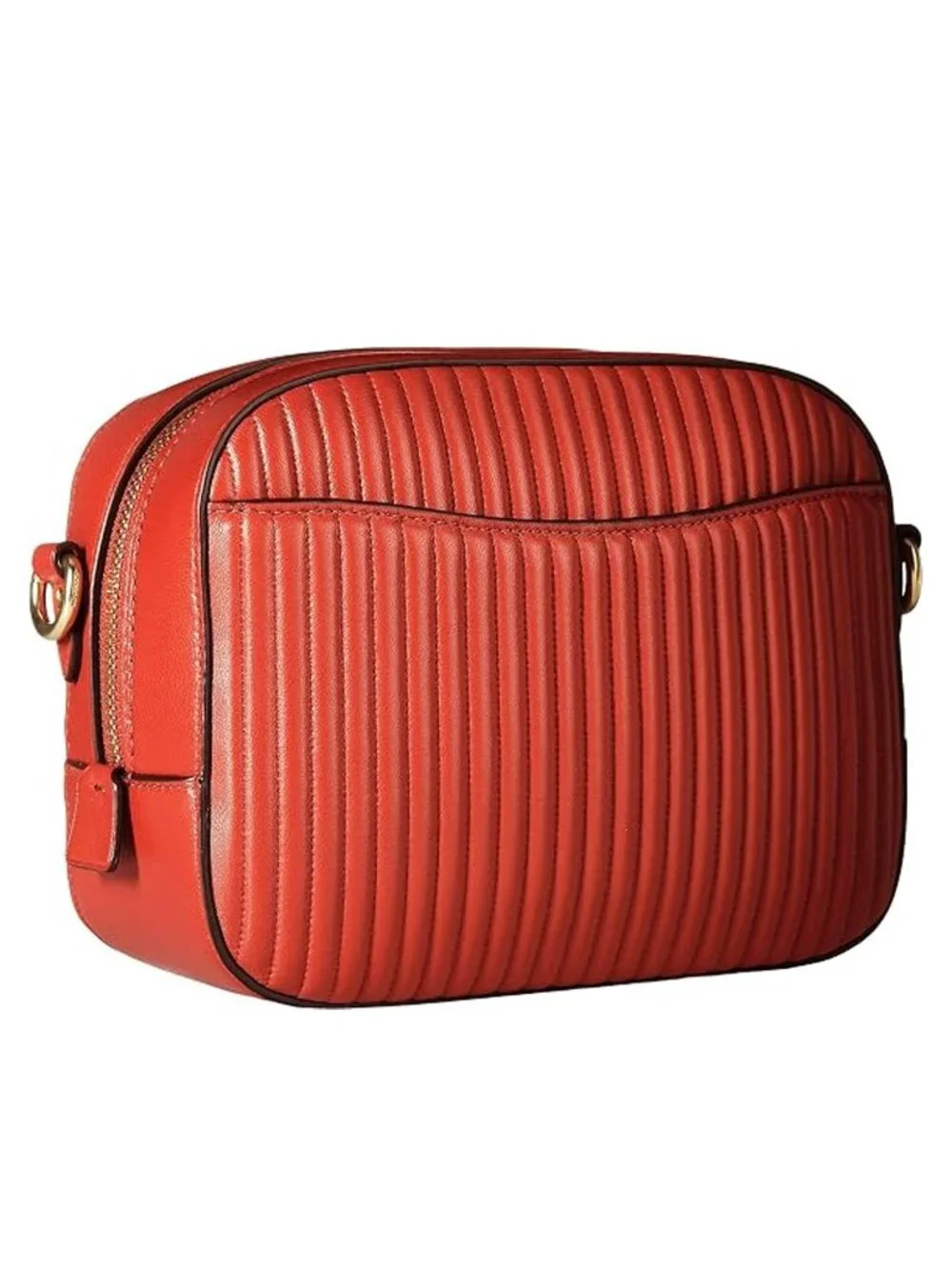 Coach Camera Bag Quilting Li Jasper Handbag Leather Zip Bag Red Gold Purse NWT